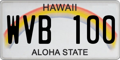 HI license plate WVB100
