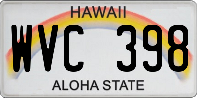 HI license plate WVC398