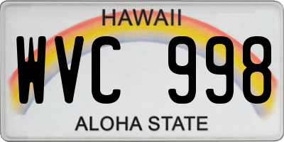 HI license plate WVC998