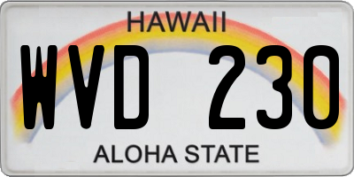 HI license plate WVD230