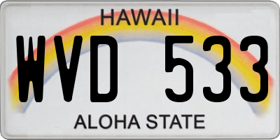 HI license plate WVD533