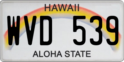 HI license plate WVD539