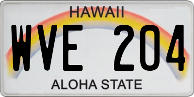HI license plate WVE204