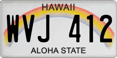 HI license plate WVJ412