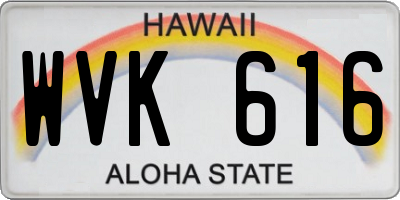 HI license plate WVK616