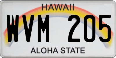 HI license plate WVM205