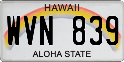 HI license plate WVN839