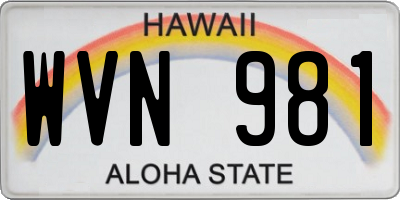 HI license plate WVN981