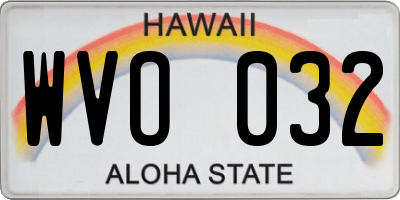 HI license plate WVO032