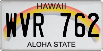 HI license plate WVR762