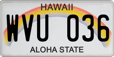 HI license plate WVU036