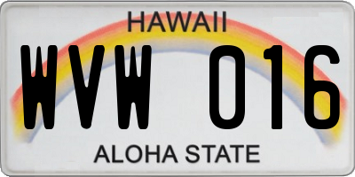HI license plate WVW016