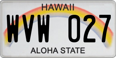 HI license plate WVW027