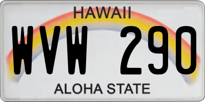HI license plate WVW290