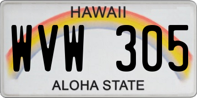 HI license plate WVW305