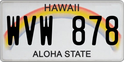 HI license plate WVW878