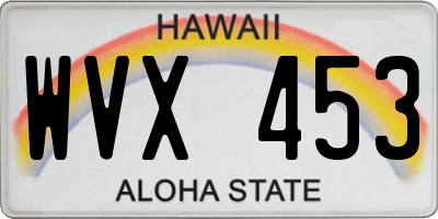 HI license plate WVX453