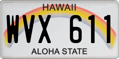 HI license plate WVX611