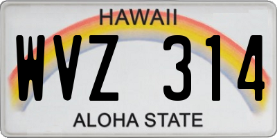 HI license plate WVZ314