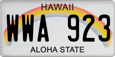 HI license plate WWA923