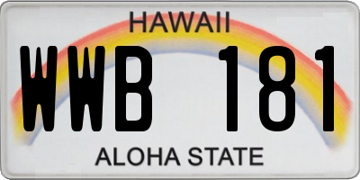 HI license plate WWB181