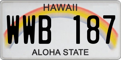 HI license plate WWB187