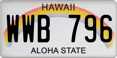 HI license plate WWB796