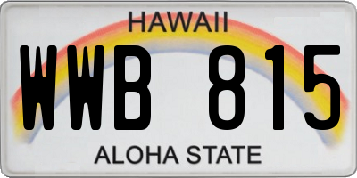 HI license plate WWB815