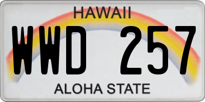 HI license plate WWD257