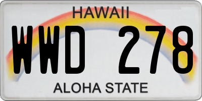 HI license plate WWD278