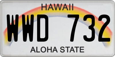 HI license plate WWD732