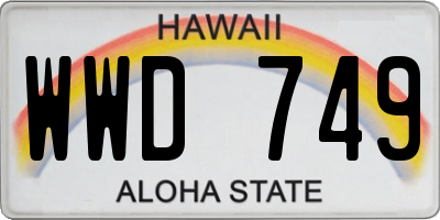 HI license plate WWD749