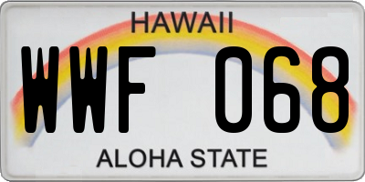 HI license plate WWF068
