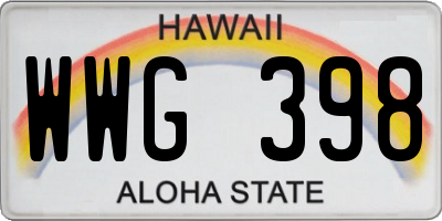 HI license plate WWG398