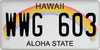 HI license plate WWG603