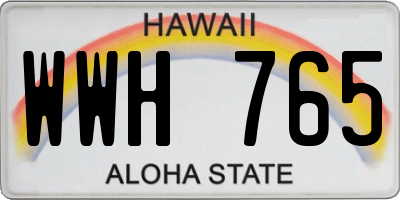 HI license plate WWH765