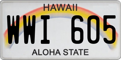 HI license plate WWI605