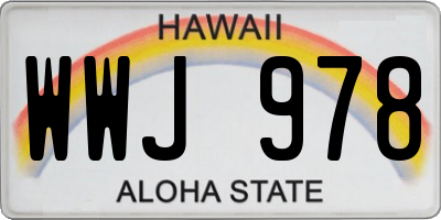 HI license plate WWJ978