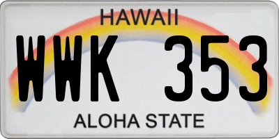 HI license plate WWK353