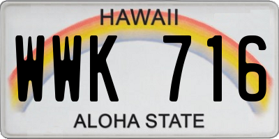 HI license plate WWK716