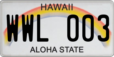 HI license plate WWL003