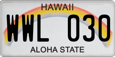 HI license plate WWL030