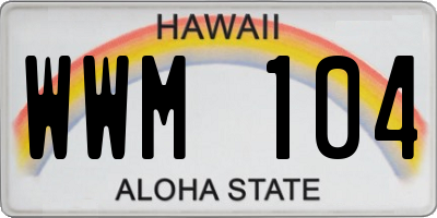 HI license plate WWM104