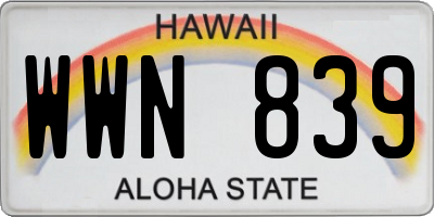 HI license plate WWN839