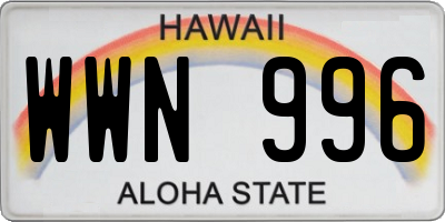 HI license plate WWN996