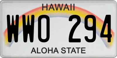 HI license plate WWO294