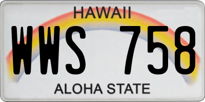 HI license plate WWS758