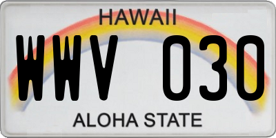 HI license plate WWV030