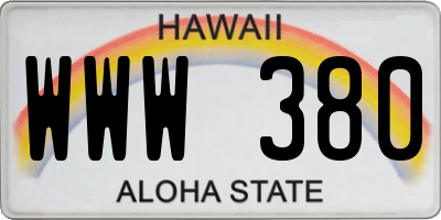 HI license plate WWW380