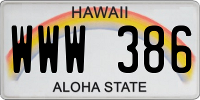 HI license plate WWW386